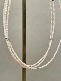 Pink Opal Beaded Sterling Silver Necklace