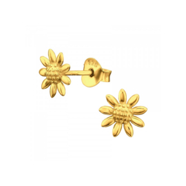 Sunflower Ear Studs Gold Vermeil / Oorstekers