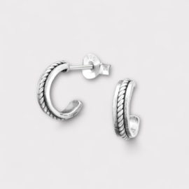 Rope Half Hoop Ear Studs Sterling SIlver