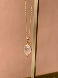 Rose Quartz Small Dots Gold Vermeil Pendant