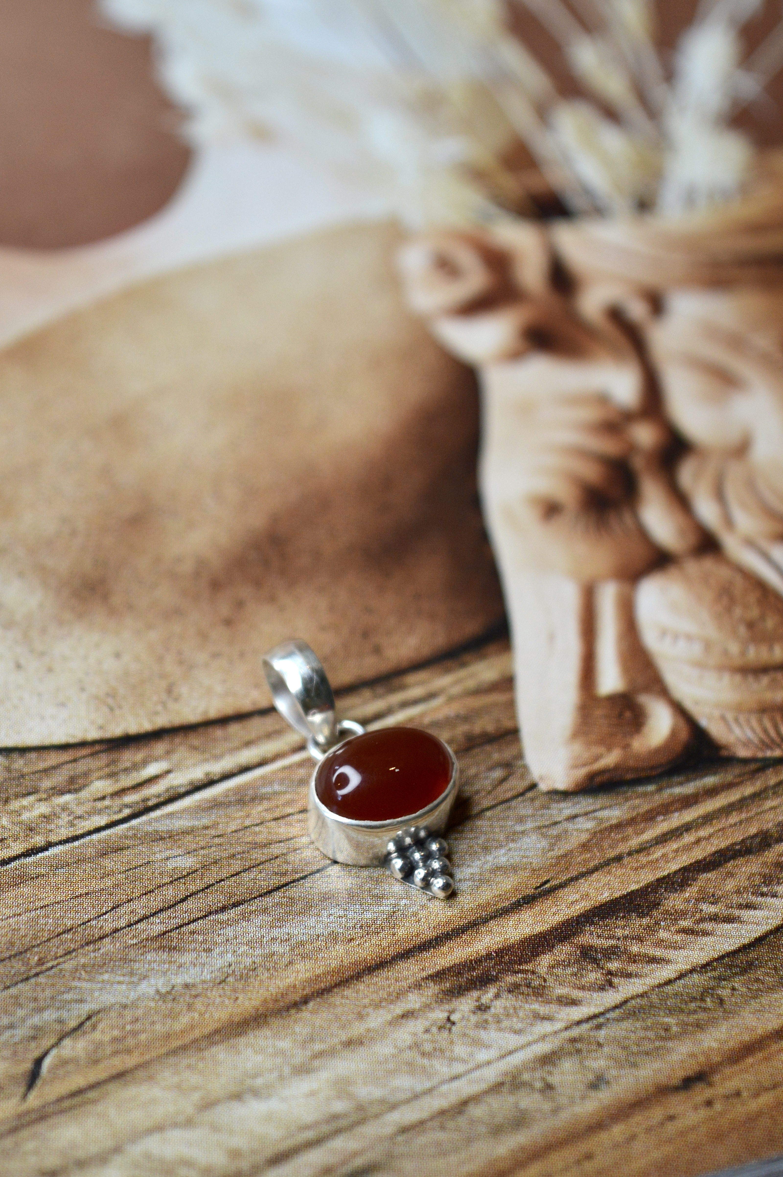 Carnelian Jawan Pendant Sterling Silver