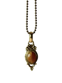 Boho Oval Gemstone Pendant Brass