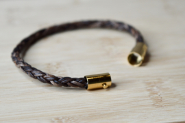 Kaveri Braid Leather Bracelet Vintage Dark Brown