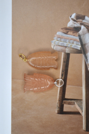 Handgesneden Perzik Maansteen Vis Hanger - Gold Vermeil
