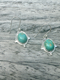 Turquoise Flower Earrings Sterling Silver