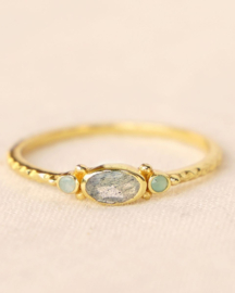 Labradorite & Amazonite Ring Gold Vermeil / Muja Juma