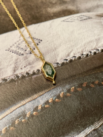 Diamond Dot Moss Agate Gold Vermeil Necklace / Muja Juma