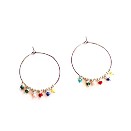 Multi Stone Beaded Hoops