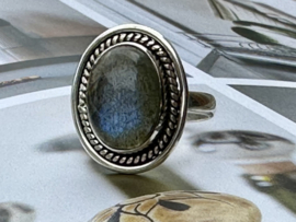 Oval Labradorite Ring Sterling Silver