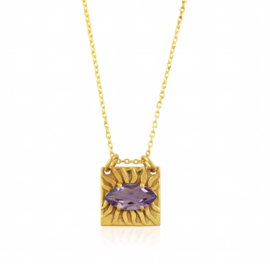 Turkish Eye Amethyst Necklace Gold Plated