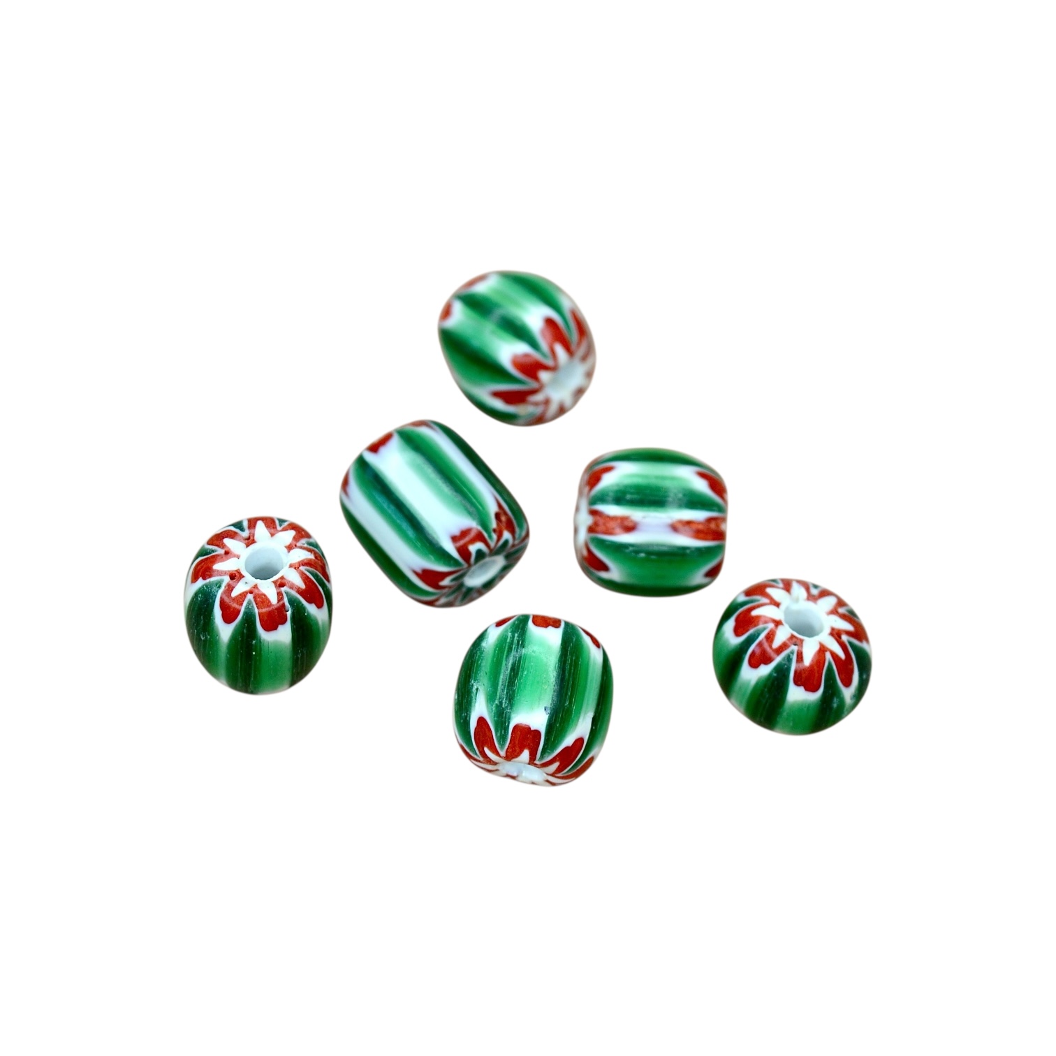 Nepalees Lampwork Kraal Rond Groen (1x)