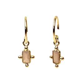 Peach Moonstone 4-Dots Gold Vermeil Earrings/ Muja Juma