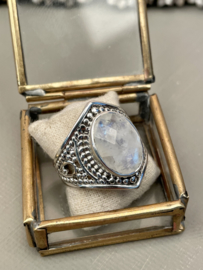 Faceted Moonstone Ring Sterling Silver