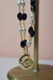 Parel en Onyx Amaya Ketting - Gold Plated