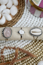 Dotted Cowrie Shell Ring Sterling Silver