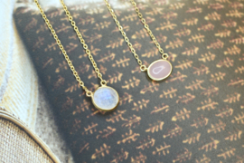 Round Moonstone Necklace Gold Vermeil