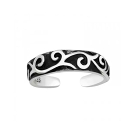 Tribal Toe Ring Sterling Silver