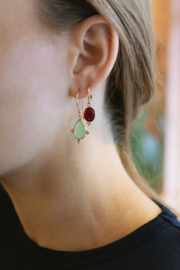 Seraya Granaat Oorbellen - Gold Plated