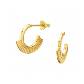 Tribal Stripe Hoop Studs Gold Vermeil / Oorstekers