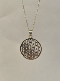 Flower Circle Pendant Brass