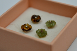 Tijgeroog Bloem Oorknopjes - Sterling Silver