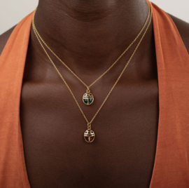 Carnelian Beetle Necklace Gold Vermeil