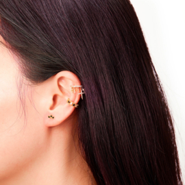 Black Zirconia Studs Gold Vermeil Oorstekers