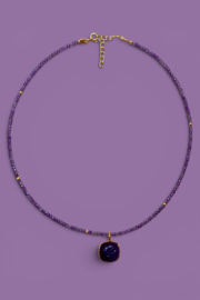 Amethist Luz Flor Ketting - Gold Vermeil