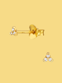 Diamant Trinity Oorknopjes - Gold Vermeil