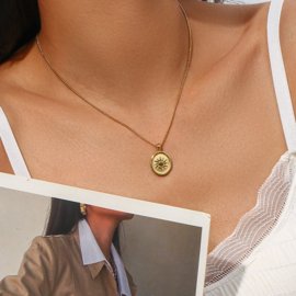 Zon en Maan Ketting - Stainless Steel Goud