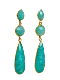 Amazoniet Indira Oorbellen - Gold Plated