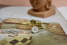 Shiva Eye Shell Bangle - Brass