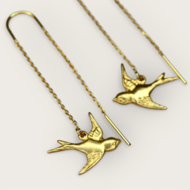 Brass Swallow Earchains
