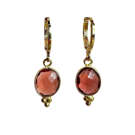 Grenade Gold Plated Earrings / Edelsteen Oorbellen