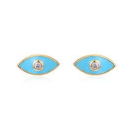 Blue Eye Zircon Gold Vermeil Studs / Oorstekers