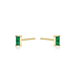 Retangle Green Zircon Studs Gold Vermeil Oorstekers