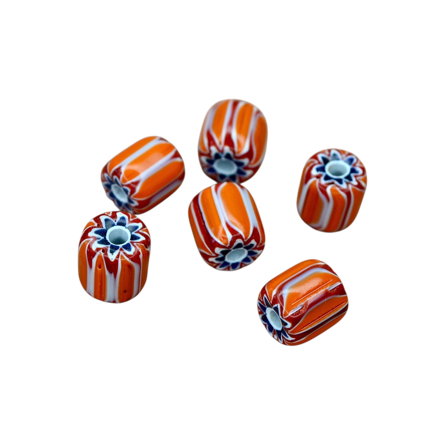 Nepalees Lampwork Kraal Chevron Oranje (1x)