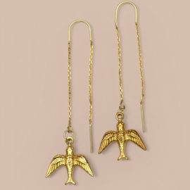 Brass Swallow Earchains