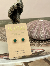Green Onyx Studs Gold Vermeil
