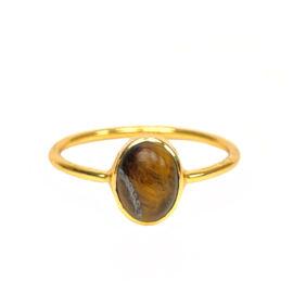 Oval Tiger Eye Ring Gold Vermeil