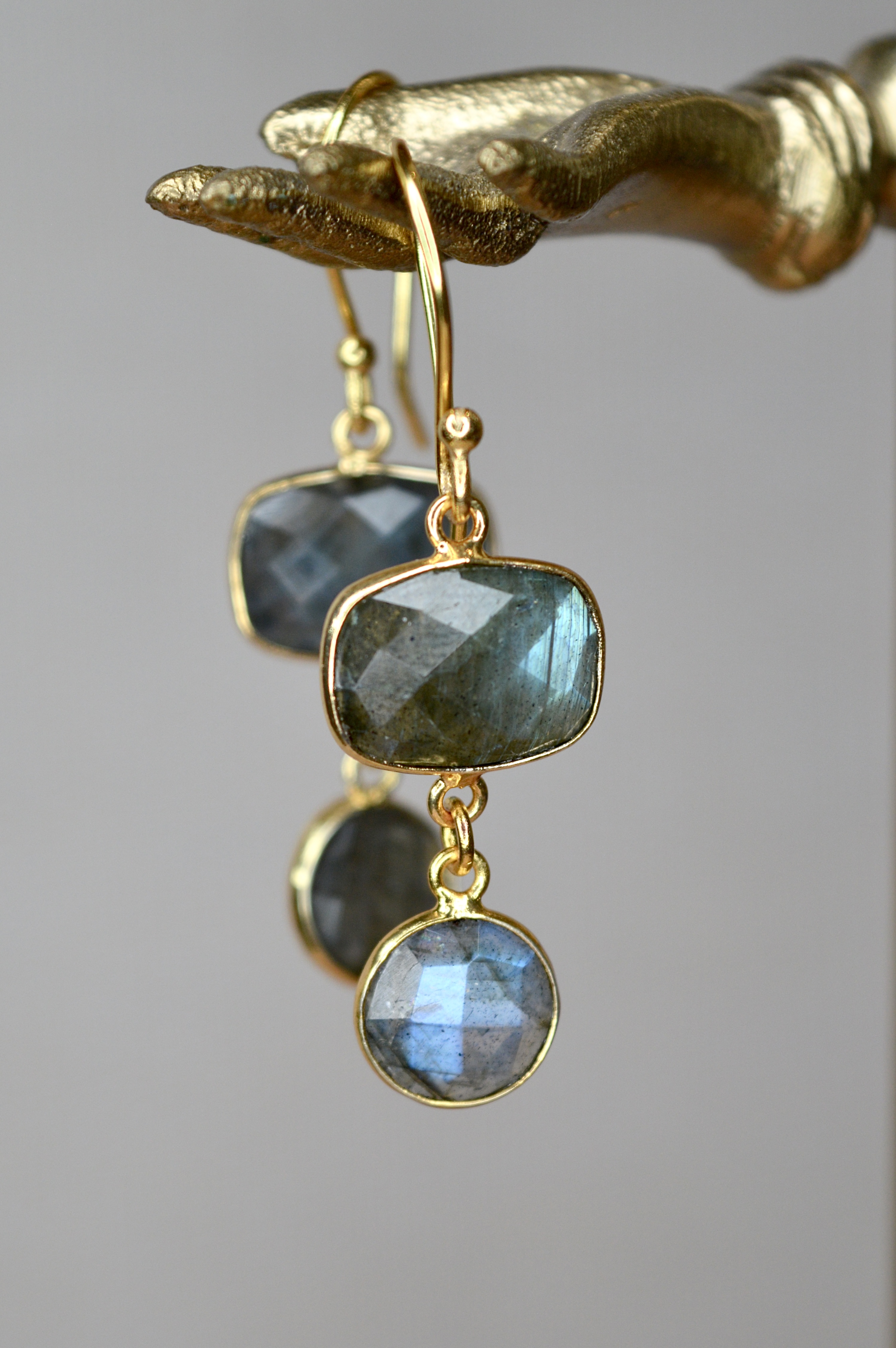Nayana Drops Labradorite Earrings Gold Plated