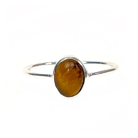 Oval Tiger Eye Ring Sterling Silver