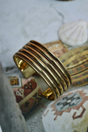 Layered Lines Bangle - Brass