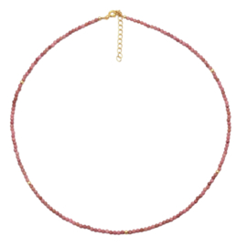 Rhodonite Beaded Necklace Gold Vermeil