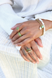 Ronde Stenen Vintage Groen Ring - ATLITW