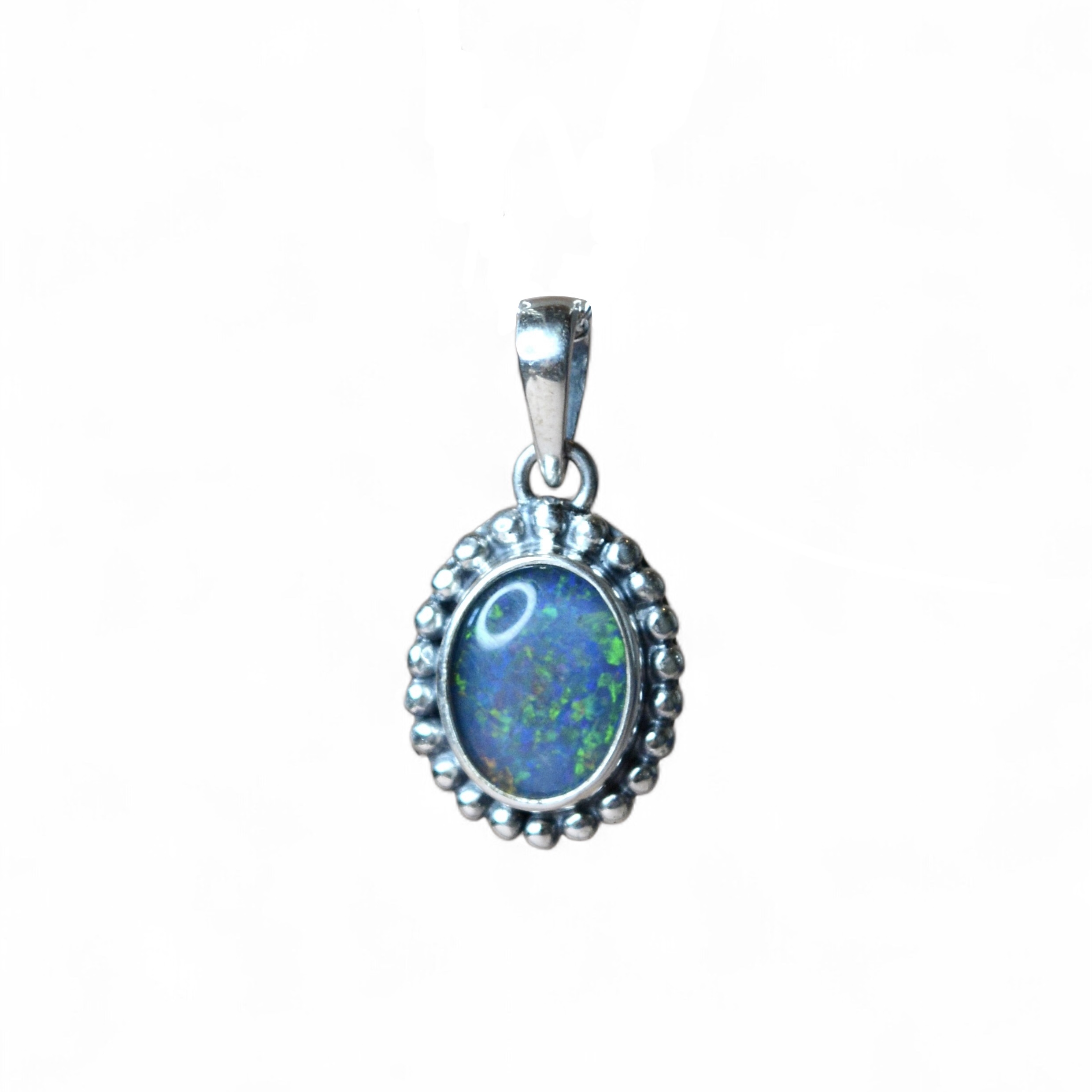 Oval Opal Pendant Sterling Silver