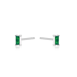 Rectangle Green Zircon Studs Sterling Silver Oorstekers