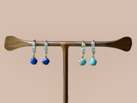 Blue Opal & Lapis Hoops Gold Plated
