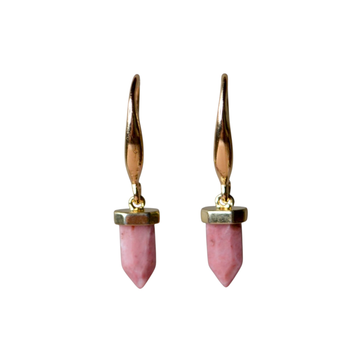 Pointed Red Wood Earrings Gold Plated