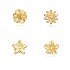 Flower Set (4pcs) Gold Vermeil Earstuds / Oorstekers